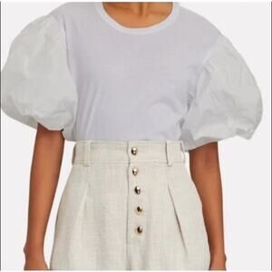 A.L.C. Cassandra Taffeta White Puff Sleeve Blouse Size XS
